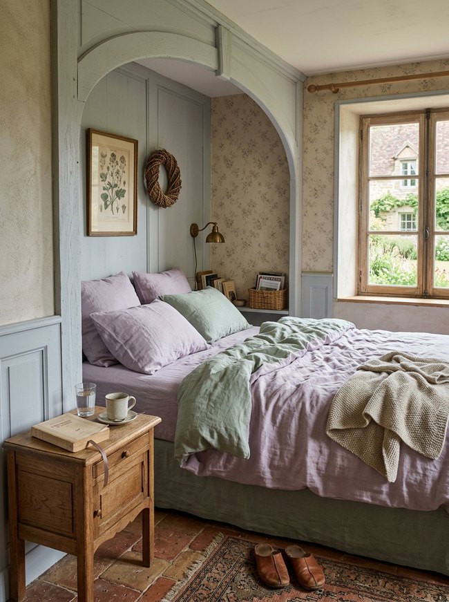 Pastel Linen Bedroom Alcove