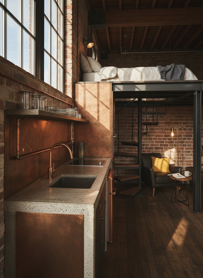 Copper Accent Loft Kitchen