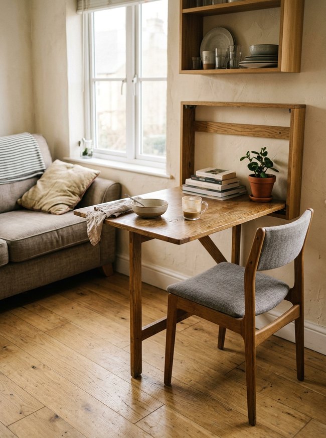 Fold-Down Dining Table Solution