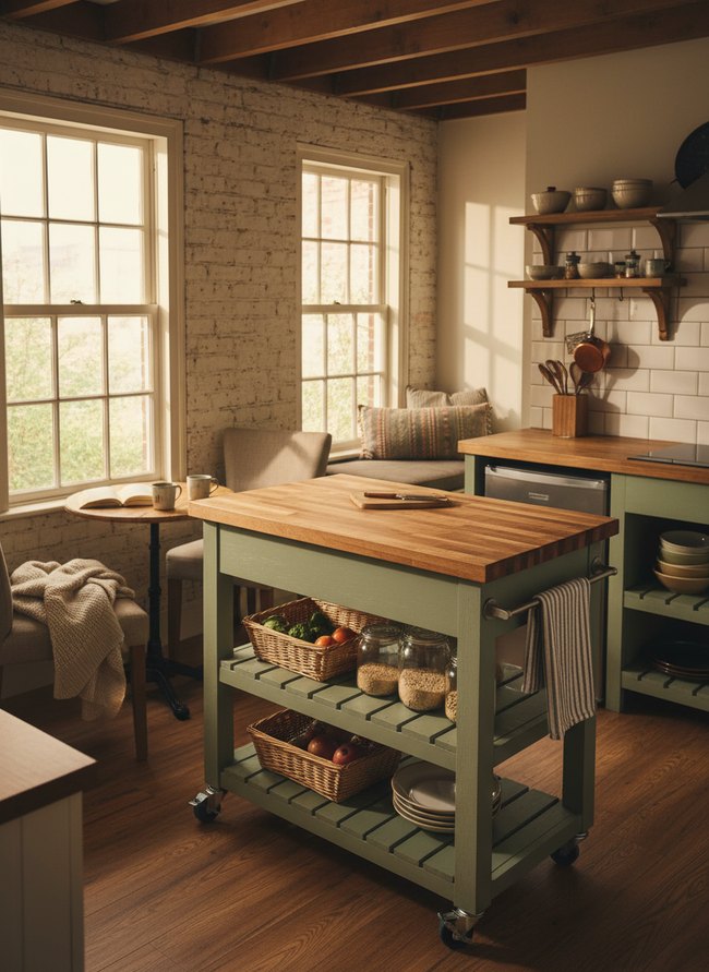 Rolling Prep Island Pantry