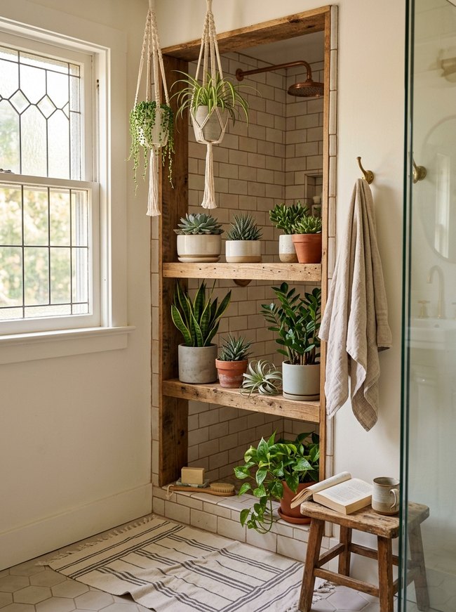 Bathroom Succulent Shower Nook