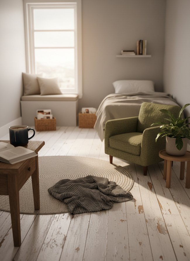 Distressed White Hardwood Finish