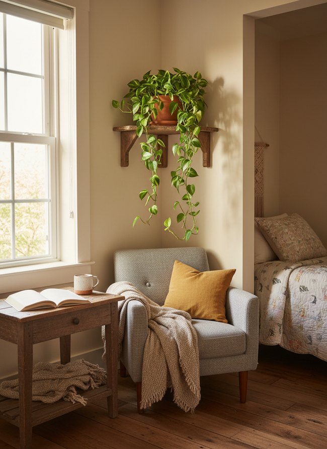 Corner Shelf Ivy Drape