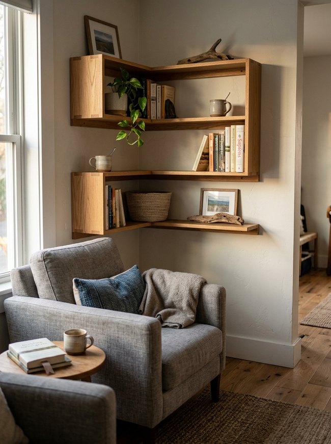 Floating Corner Display Shelf