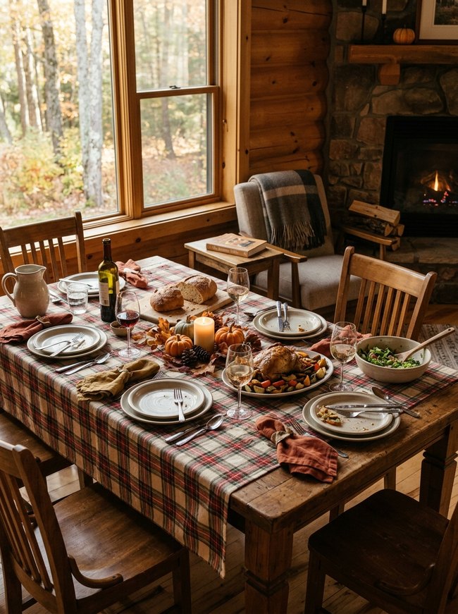 Cozy Plaid Cabin Table