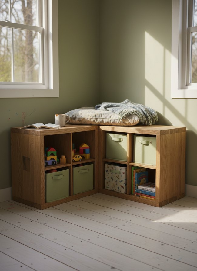 Corner Cube Storage Bench