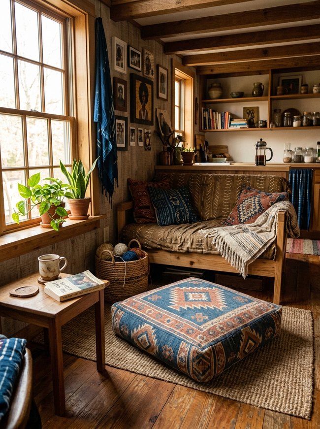 Geometric Print Floor Cushion