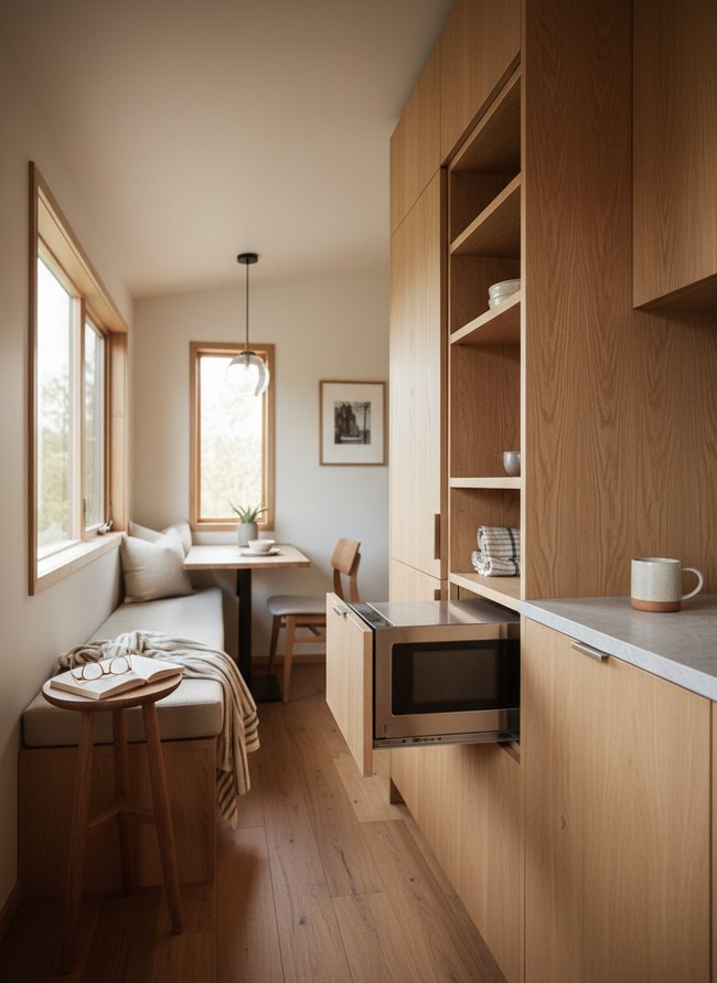 Custom Inset Microwave Shelf