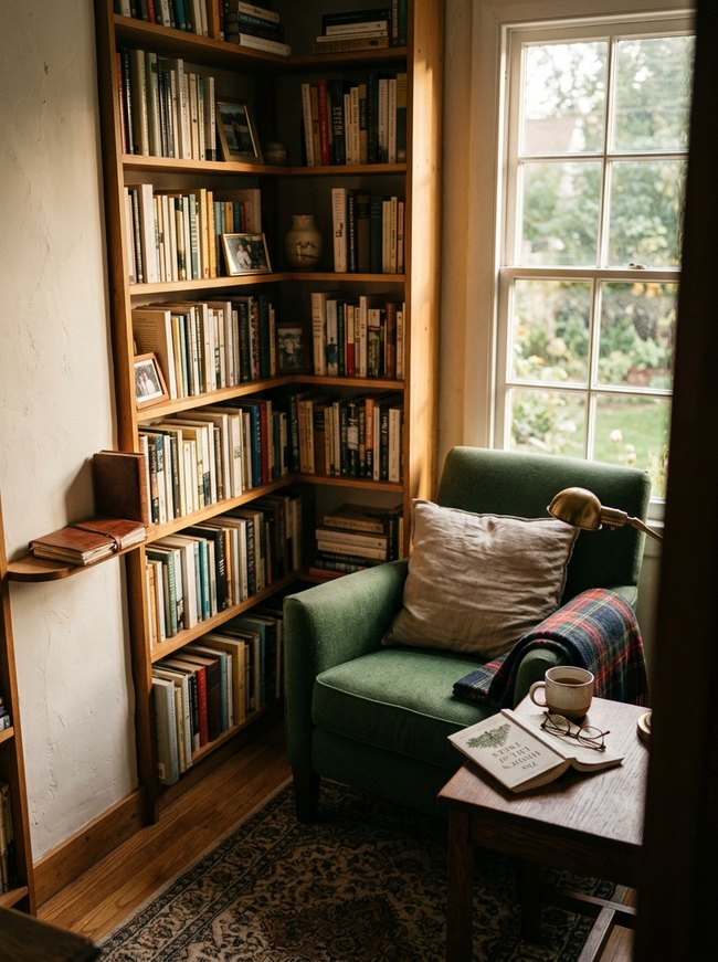Compact Corner Book Nook