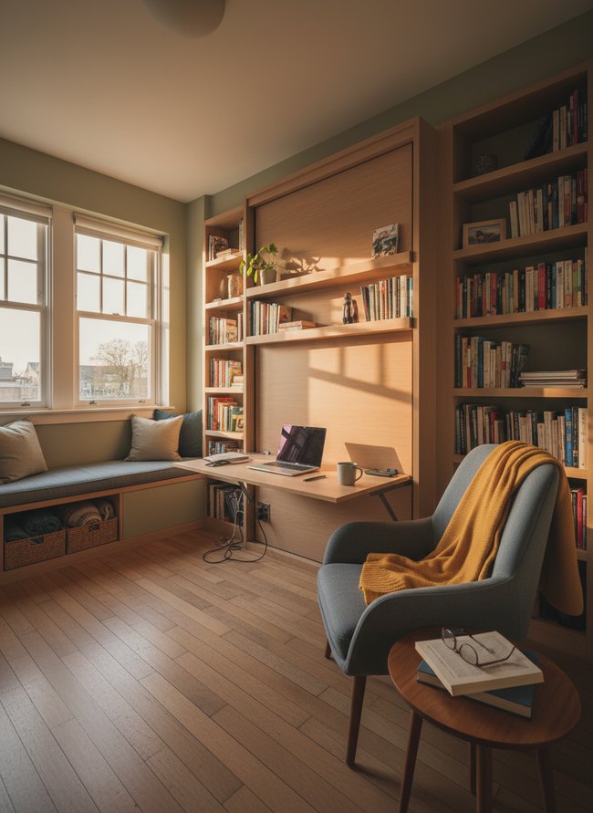 Hidden Bed Integrated Shelves