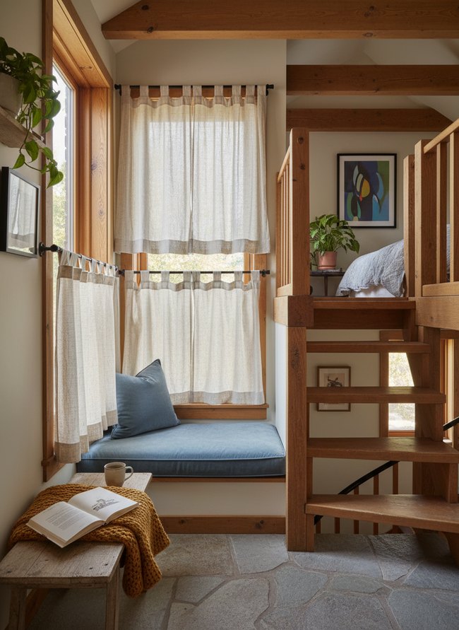 Tiered Loft Window Dressing