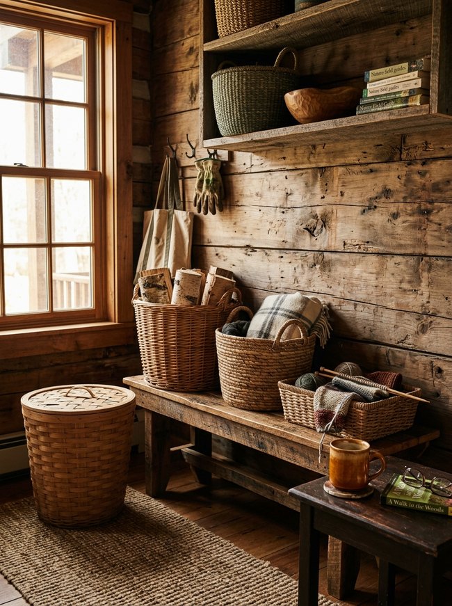 Woven Basket Storage Corner