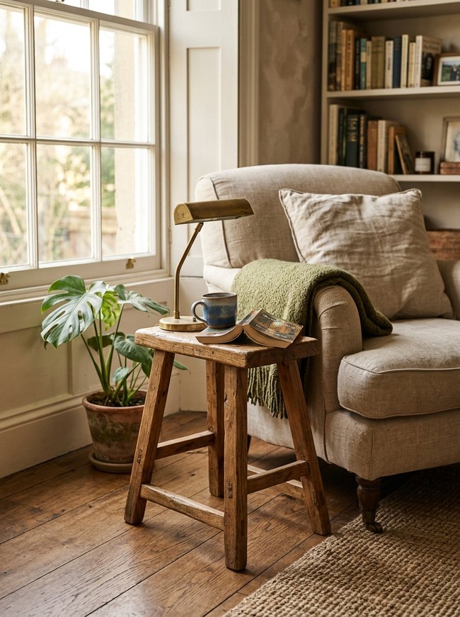 Rustic Wood Stool Stand