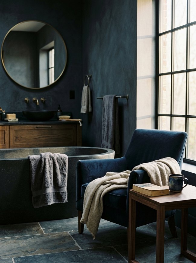 Bold Midnight Bathroom Retreat