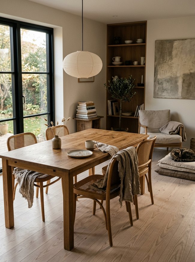 Warm Linen Dining Space