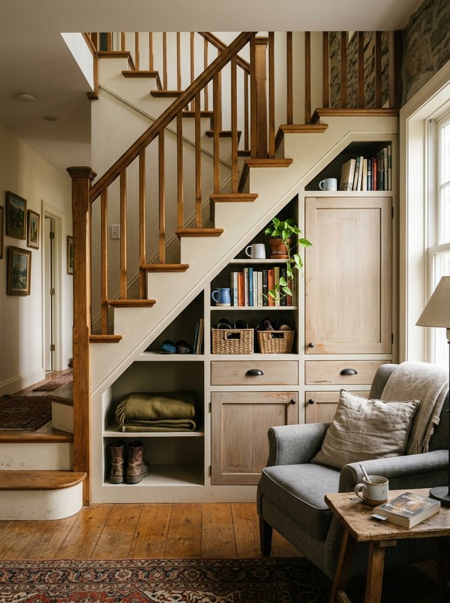 Deep Cabinet Staircase Storage