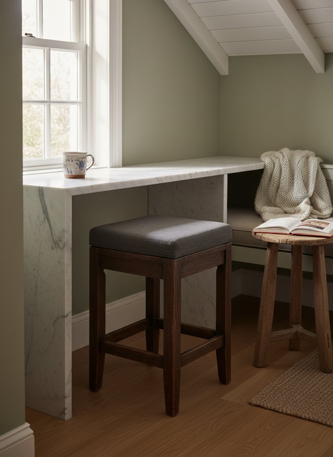 Rustic Wood Tuck-Under Stool