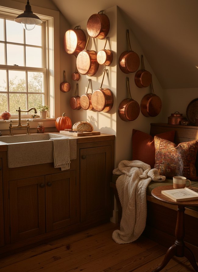 Warm Copper Cookware Display