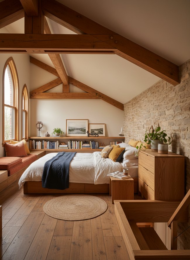 Warm Wood Beam Loft