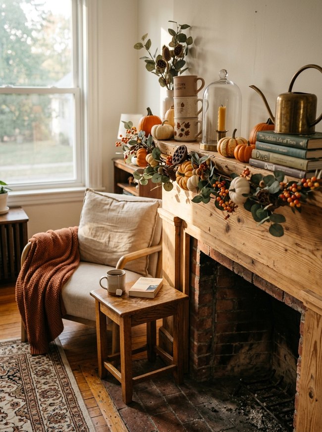 Pumpkin Spice Mantel Display