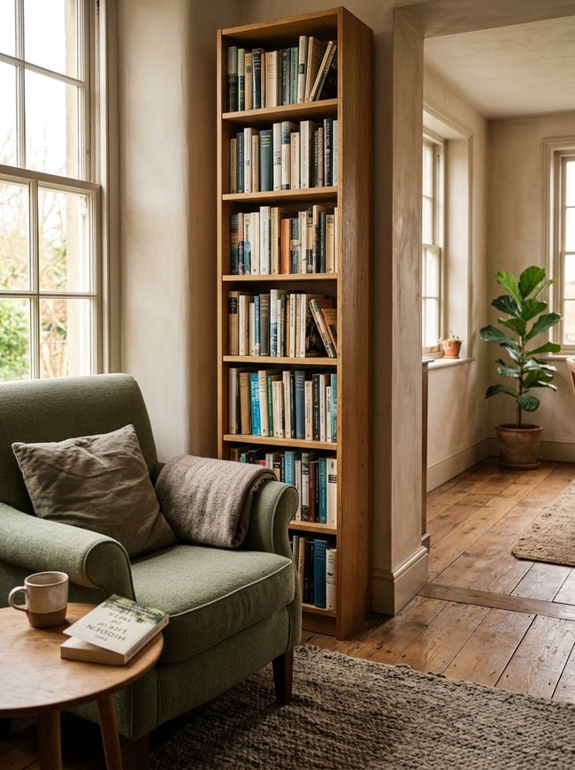 Slim Bookshelf Vertical Storage
