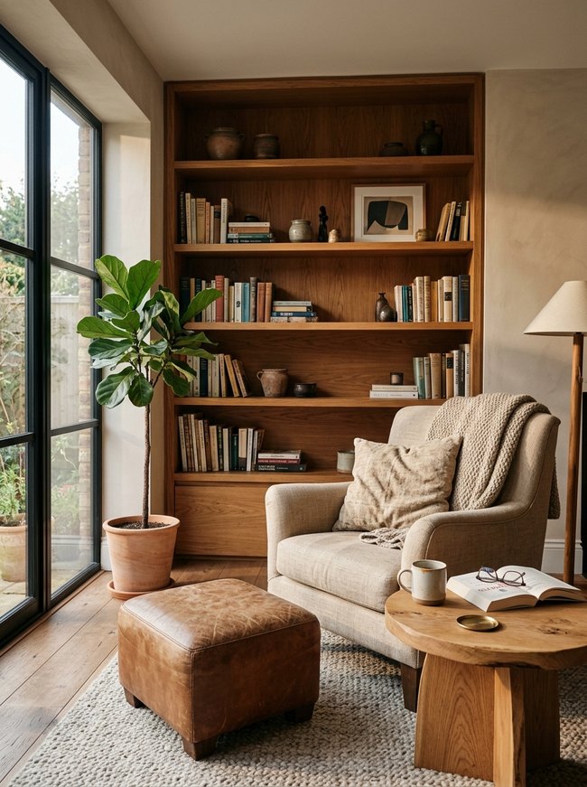 Warm Wood Accent Shelving