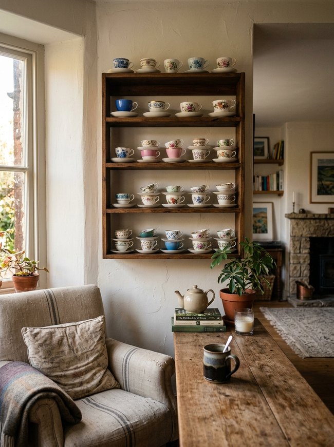 Porcelain Teacup Display Shelf