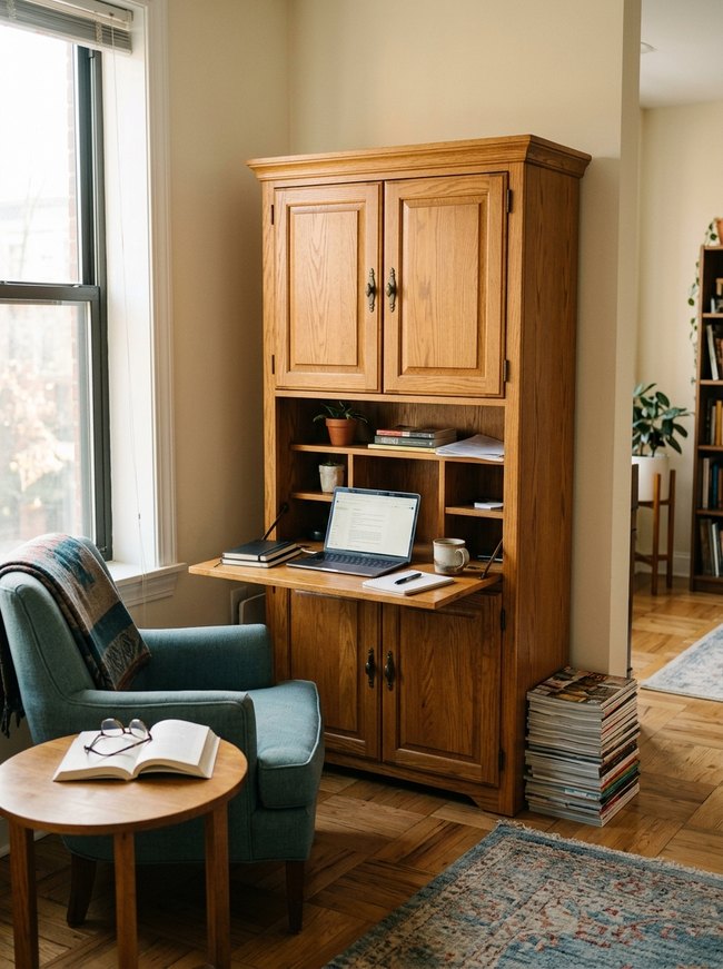 Fold-Out Desk Cabinet
