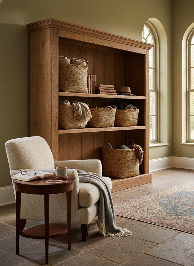 Woven Basket Catchall Shelf