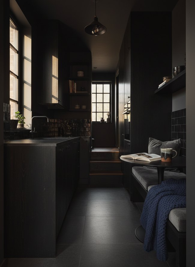Inky Black Studio Kitchen