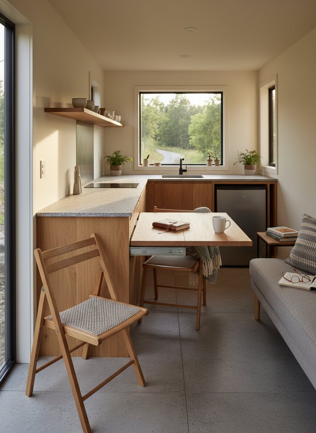 Hidden Pull-Out Drawer Table