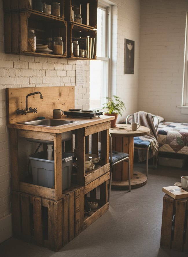 DIY Crate Kitchenette