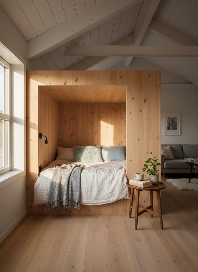 Warm Light Wooden Cocoon