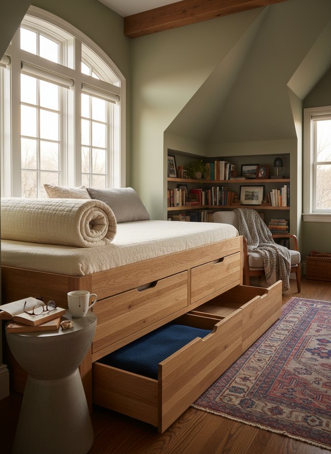Trundle Drawer Storage Bed