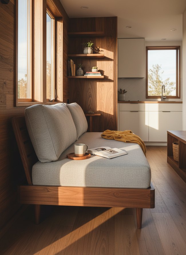 Mid-Century Wood Slatted Daybed