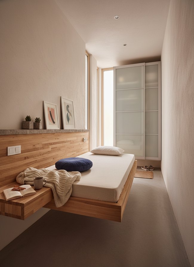 Minimalist Floating Shelf Bed