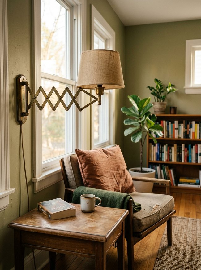 Vintage Brass Accordion Lamp