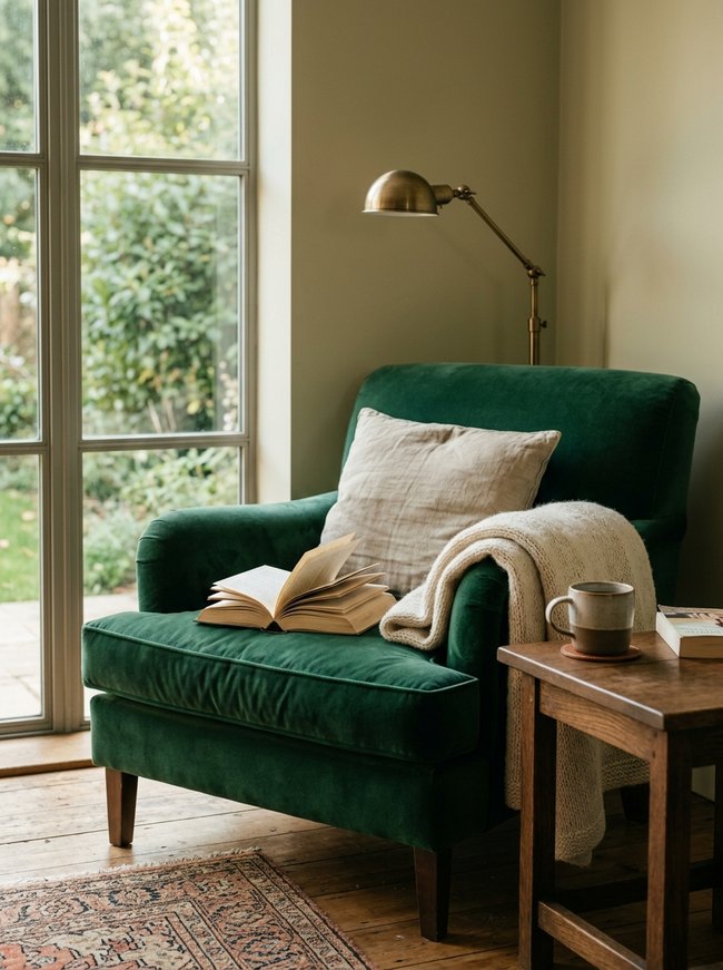 Emerald Velvet Reading Spot