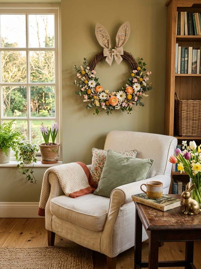 Floral Bunny Ear Wreath