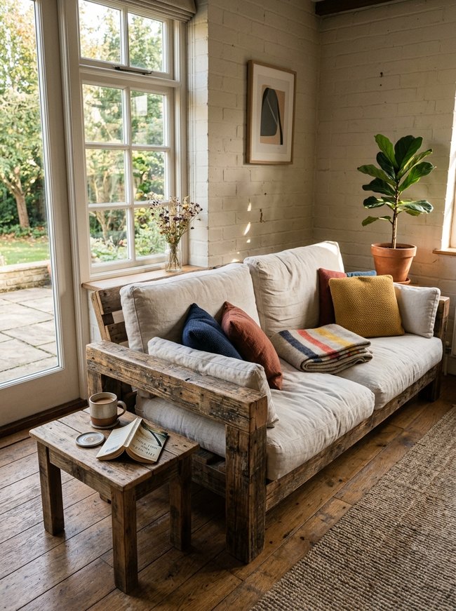 Distressed Wood Pallet Sofa
