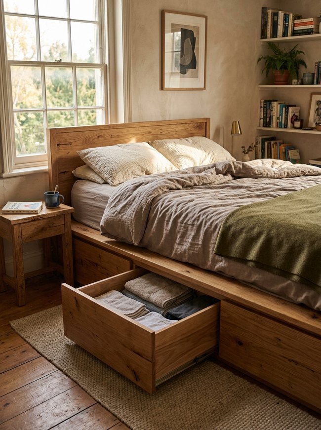 Hidden Storage Platform Bed