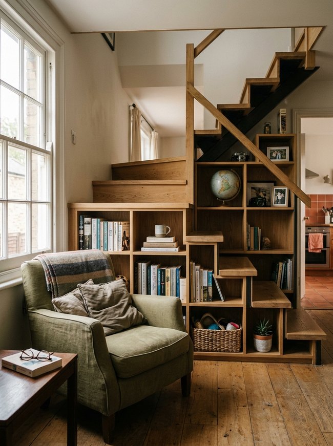 Open Shelf Staircase Display