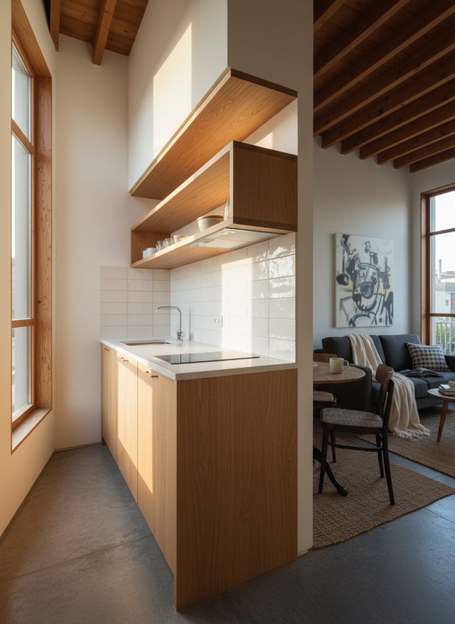 High-Ceiling Micro Kitchen