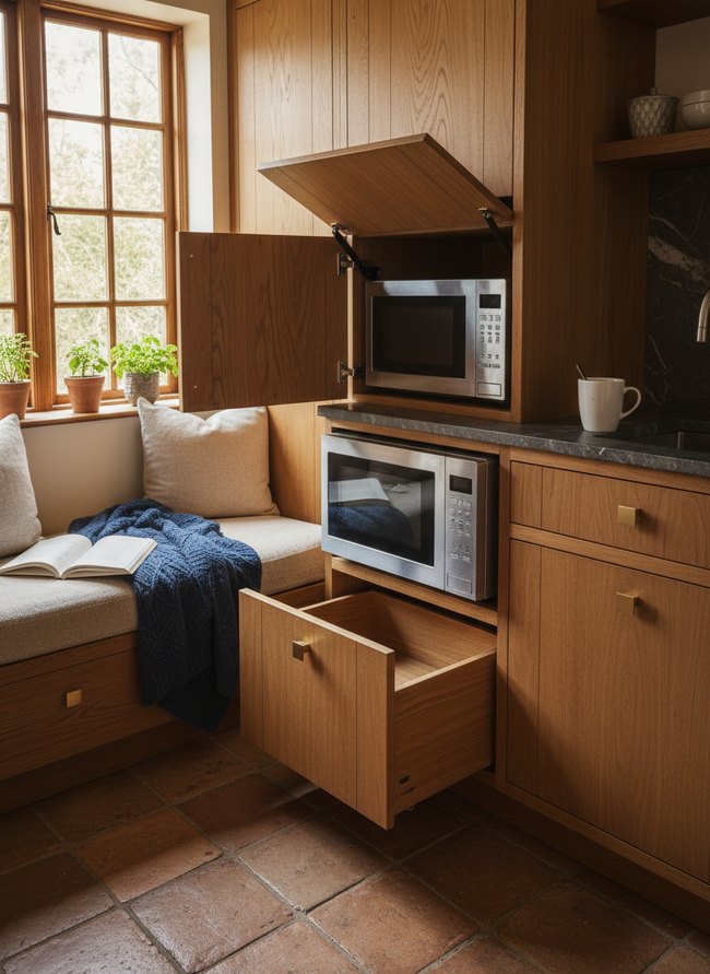 Concealed Flip-Up Microwave