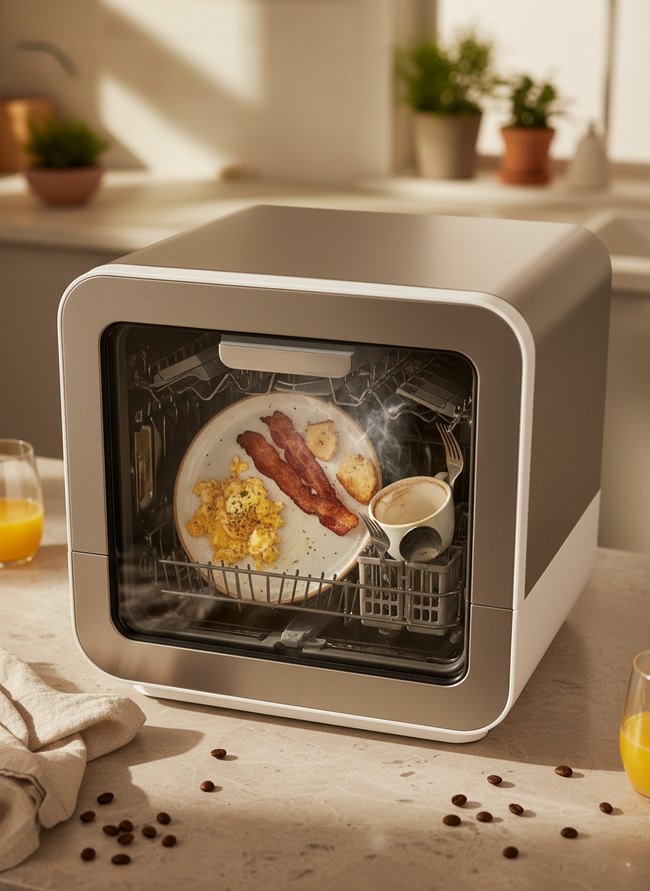 Space-Saving Tabletop Dishwasher