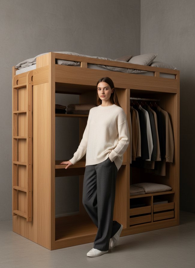 Loft Bed Integrated Wardrobe