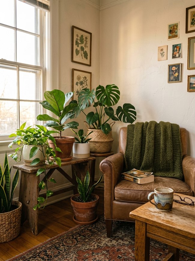 Eclectic Plant Corner Display