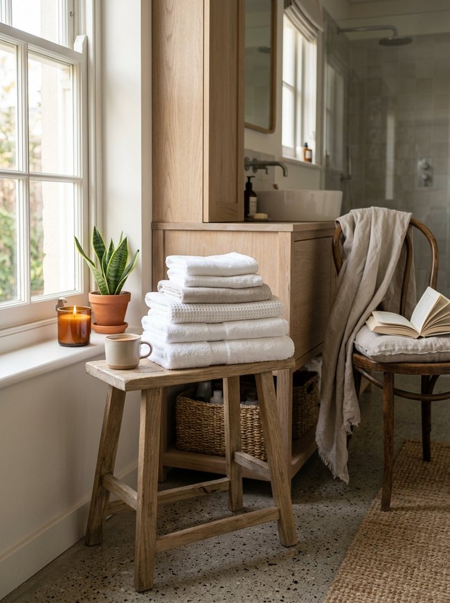 Minimalist White Towel Stack