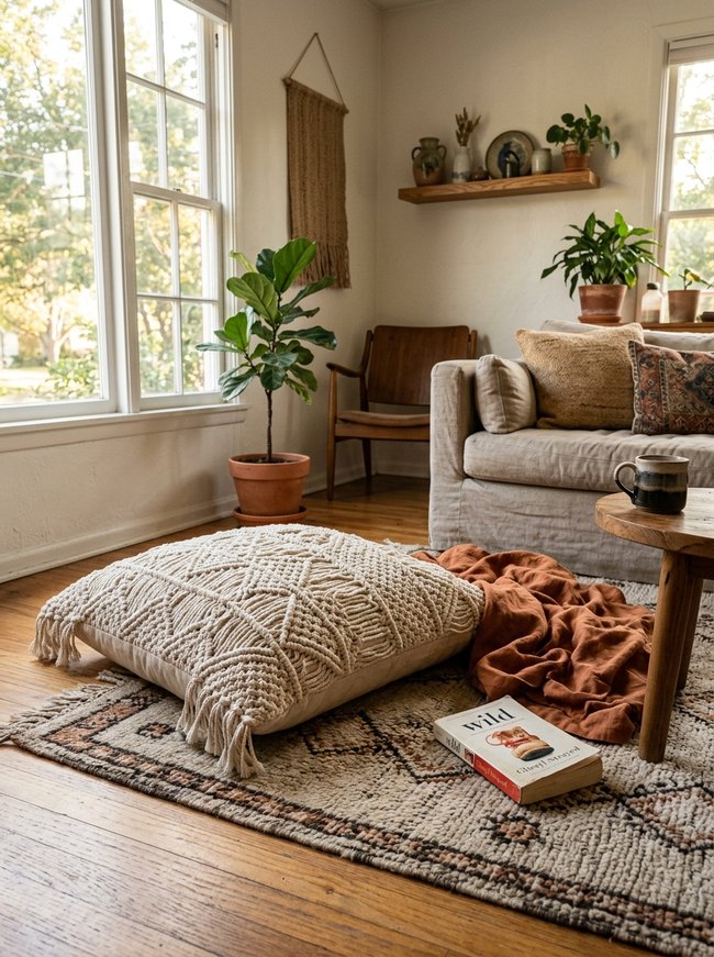 Bohemian Macrame Floor Pillow