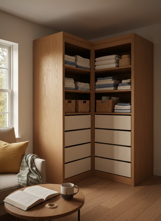 Corner Wardrobe Fabric Bureau